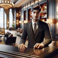 Generate an ultrarealistic photo of a person working hotel